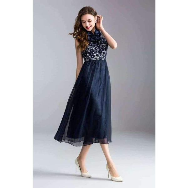 Planet Gates S Dress Lux Women Sequin Embroidery Sleeveless Bow Tie Elegant Midi Party Event Dress Tunic Vestidos De Novia