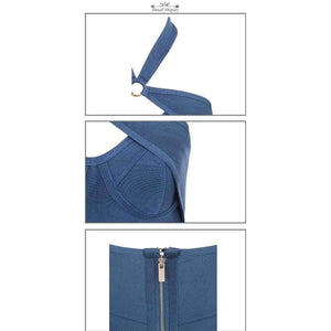 Planet Gates S Dress Women Summer Dress Bandage Rayon Blue Halter Sheath Event Club Evening Club Bar Party Prom Bandage Dress Sexy