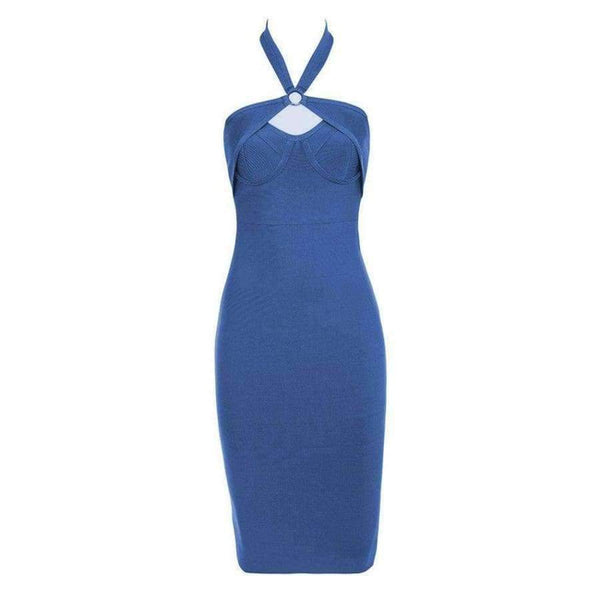Planet Gates S Dress Women Summer Dress Bandage Rayon Blue Halter Sheath Event Club Evening Club Bar Party Prom Bandage Dress Sexy