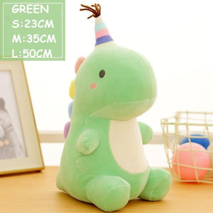 Planet Gates S / green with hat Ultra Soft Lovely Dinosaur Plush Doll Huggable Pink/Blue Stuffed Dino Toy Kids Huggable Animals Plush Toy 30/40/50cm