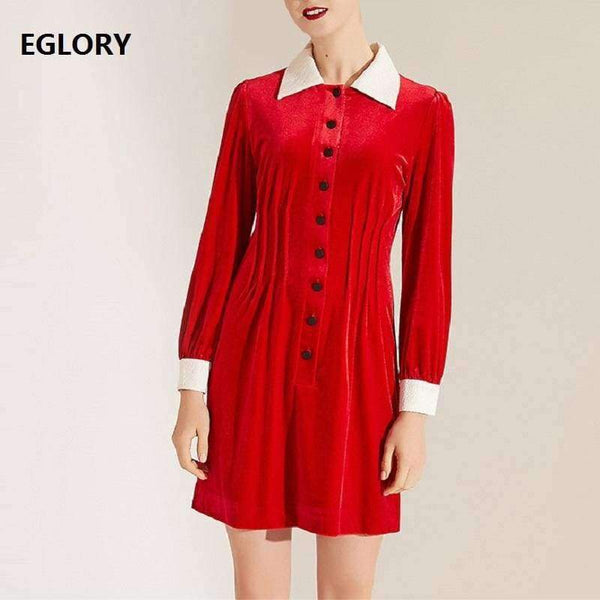 Planet Gates S New Fashion Autumn Winter Party Christmas Dress Women White Turn-down Collar Color Block Button Dress Special Event