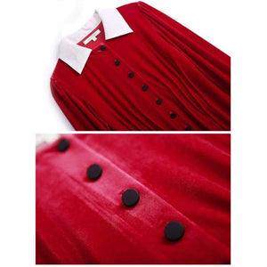 Planet Gates S New Fashion Autumn Winter Party Christmas Dress Women White Turn-down Collar Color Block Button Dress Special Event