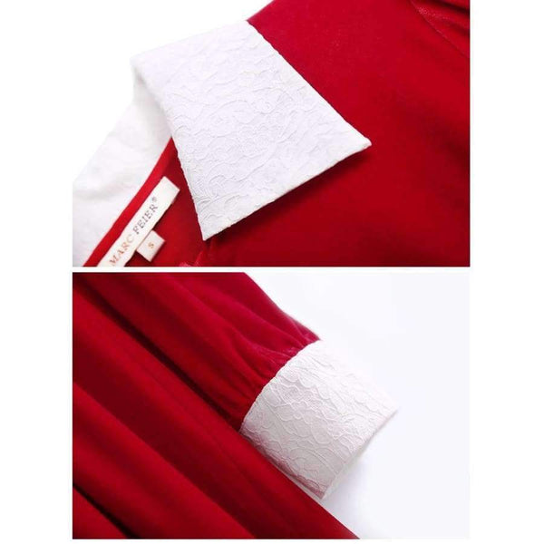 Planet Gates S New Fashion Autumn Winter Party Christmas Dress Women White Turn-down Collar Color Block Button Dress Special Event