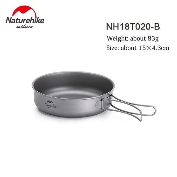 Planet Gates S-NH18T020-B Titanium Frying Pan Bowl Plate with Folding Handle Ultra-light Outdoor Camping Picnic Tableware Kitchenware