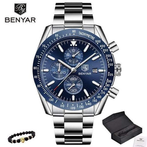 Planet Gates S-Sliver Blue Men Watch Business Full Steel Quartz Top Brand Luxury Casual Waterproof Sports Male Wristwatch Relogio Masculino