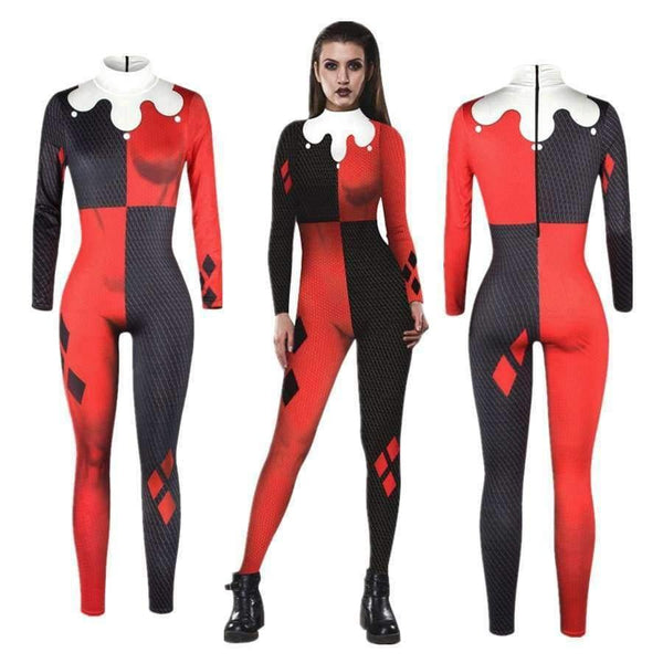 Planet Gates S Squad Harley Quinn Jumpsuit Catsuit Sexy Cosplay Costumes Halloween Women Bodysuit Fancy Dress