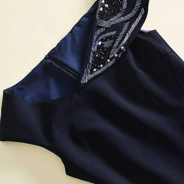 Planet Gates S Summer Fashion Formal Women Dress Ladies Sexy One-Shoulder Sequin Beading Bodycon Sheath Sexy Bandage Dress for Party Event