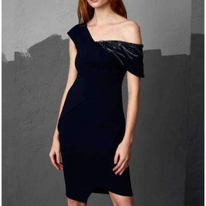 Planet Gates S Summer Fashion Formal Women Dress Ladies Sexy One-Shoulder Sequin Beading Bodycon Sheath Sexy Bandage Dress for Party Event