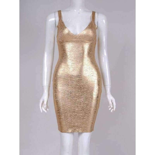 Planet Gates S Summer gold foil printed cocktail celebrities party dress women night out event outfits sexy v neck red carpet dresses HL