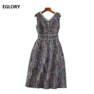 Planet Gates S Vestidos De Festa 2018 Fall Winter Party Ladies Sexy V-Neck Pearl Beading Sleeveless A-Line Warm Thick Wool Dress Event