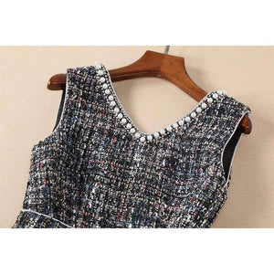 Planet Gates S Vestidos De Festa 2018 Fall Winter Party Ladies Sexy V-Neck Pearl Beading Sleeveless A-Line Warm Thick Wool Dress Event