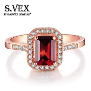 Planet Gates S.VEX Rose Gold Color Genuine 925 Sterling Silver Rings Red Natural Gomestone Fashion Jewelry for Women Gift