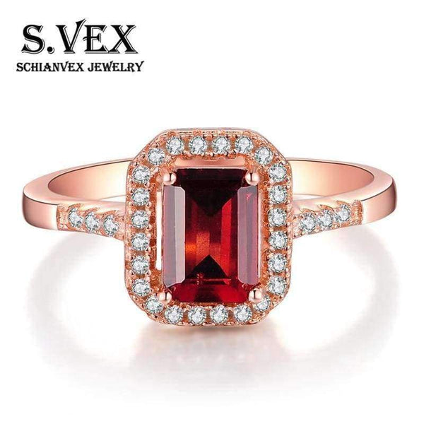 Planet Gates S.VEX Rose Gold Color Genuine 925 Sterling Silver Rings Red Natural Gomestone Fashion Jewelry for Women Gift