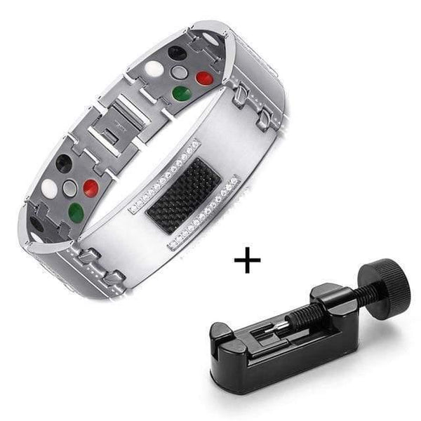 Planet Gates S with tool Fashion Exquisite Crystal Magnetic Titanium Bracelets Bangles for Men Germanium Tourmaline Male Health Wristband