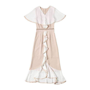 Planet Gates S Women Fashion Party Elegant Dress 2018 Summer Event Ladies Cape Poncho Style Pearl Beading Bodycon Ruffles Dress