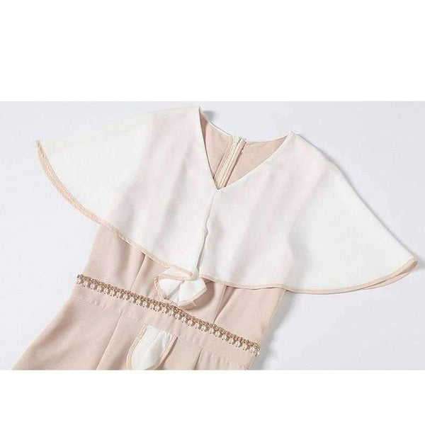 Planet Gates S Women Fashion Party Elegant Dress 2018 Summer Event Ladies Cape Poncho Style Pearl Beading Bodycon Ruffles Dress