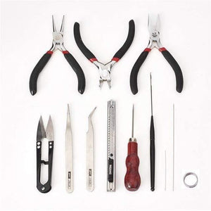 Planet Gates S006-01 Pandahall Jewelry Making DIY Pliers Tools Set Flat Round Nose Pliers Wire Cutter Pliers Rings Scissor Needles Beading Tweezer