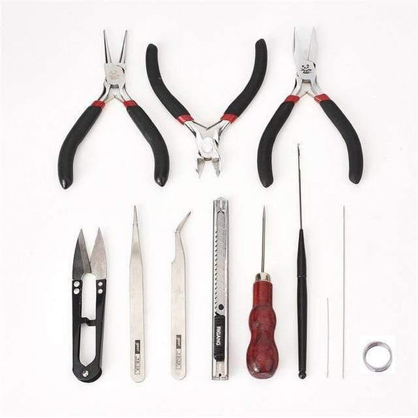 Planet Gates S006-01 Pandahall Jewelry Making DIY Pliers Tools Set Flat Round Nose Pliers Wire Cutter Pliers Rings Scissor Needles Beading Tweezer