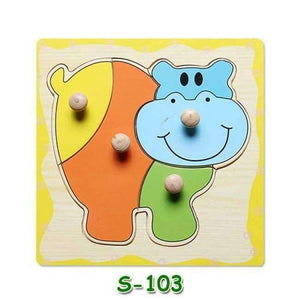 Planet Gates S103 Baby Hand Grasp Wooden Puzzle Toys Tangram Jigsaw Board Cartoon Vehicle Marine Animal Puzzle Toys Montessori Educational Toy H63