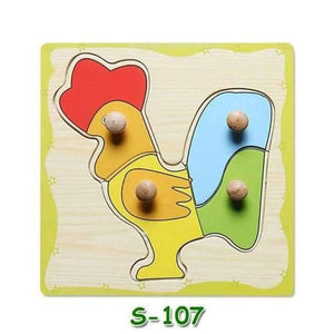 Planet Gates S107 Baby Hand Grasp Wooden Puzzle Toys Tangram Jigsaw Board Cartoon Vehicle Marine Animal Puzzle Toys Montessori Educational Toy H63