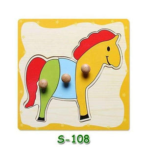 Planet Gates S108 Baby Hand Grasp Wooden Puzzle Toys Tangram Jigsaw Board Cartoon Vehicle Marine Animal Puzzle Toys Montessori Educational Toy H63