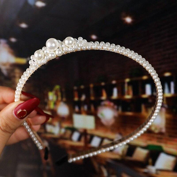 22 Styles Simulation Pearl Hairbands Women Hair Accessories Korean Handmade Bow Flower Hoops Headband Wedding Ornaments
