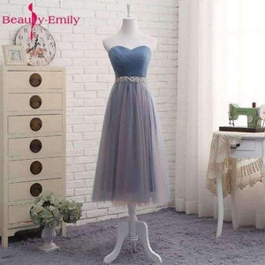 Planet Gates S2 / 2 Beauty Emily High Quality Tulle Long Short Bridesmaid Dresses 2018 Formal A-line Vintage Party Prom Dresses Off the Shoulder