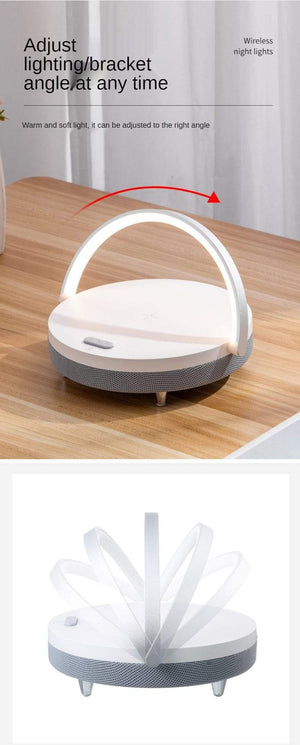 Planet Gates S21 Pro Bluetooth Speaker Wood Wireless Chargers LED Lamp for iPhone 13 13Pro 12 Holder 15W High Power Fast Charging Stand