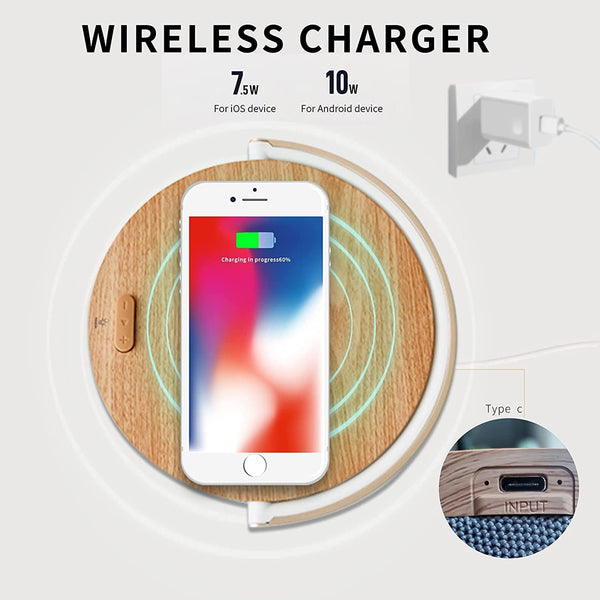 Planet Gates S21 Pro Bluetooth Speaker Wood Wireless Chargers LED Lamp for iPhone 13 13Pro 12 Holder 15W High Power Fast Charging Stand
