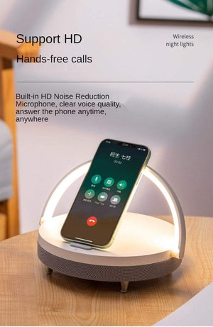 Planet Gates S21 Pro Bluetooth Speaker Wood Wireless Chargers LED Lamp for iPhone 13 13Pro 12 Holder 15W High Power Fast Charging Stand