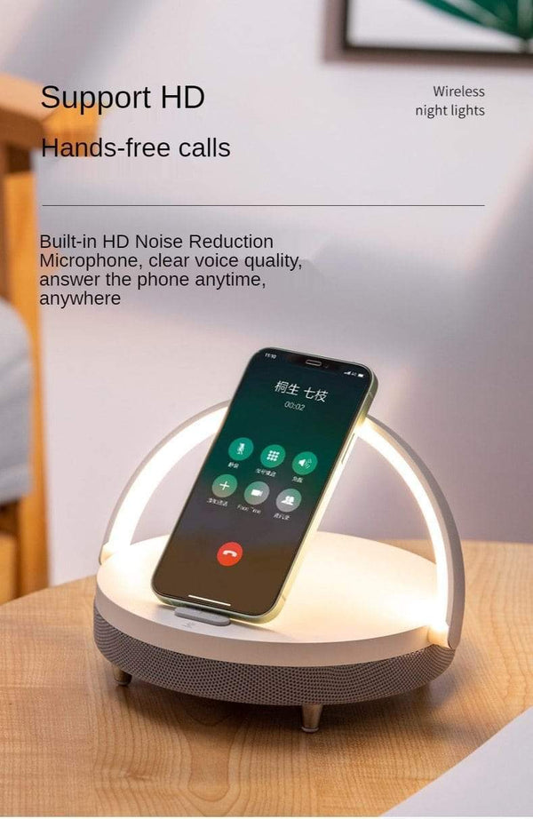 Planet Gates S21 Pro Bluetooth Speaker Wood Wireless Chargers LED Lamp for iPhone 13 13Pro 12 Holder 15W High Power Fast Charging Stand