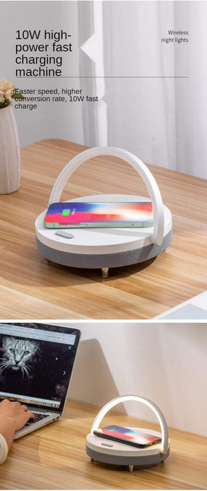 Planet Gates S21 Pro Bluetooth Speaker Wood Wireless Chargers LED Lamp for iPhone 13 13Pro 12 Holder 15W High Power Fast Charging Stand