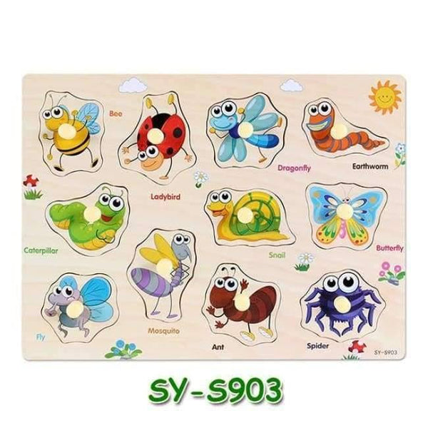 Planet Gates S903 Baby Hand Grasp Wooden Puzzle Toys Tangram Jigsaw Board Cartoon Vehicle Marine Animal Puzzle Toys Montessori Educational Toy H63