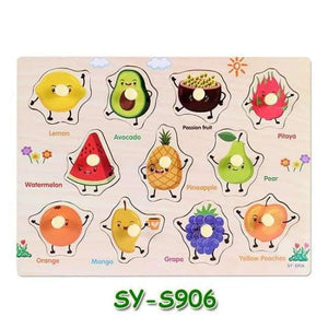 Planet Gates S906 Baby Hand Grasp Wooden Puzzle Toys Tangram Jigsaw Board Cartoon Vehicle Marine Animal Puzzle Toys Montessori Educational Toy H63