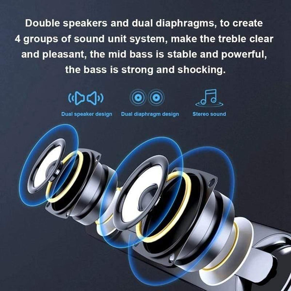 SADA V-111 Computer Speaker USB Wired Powerful Bar Stereo Subwoofer Bass Speaker Surround Sound Box For PC Laptop Phone Tablet M (Black)