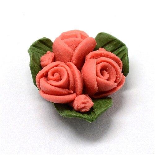 Planet Gates Salmon 50pcs Handmade Porcelain Flower Cabochons China Clay Beads DIY Jewelry Making about 15.5~17.5mm long 15~17mm wide 8~9mm thick