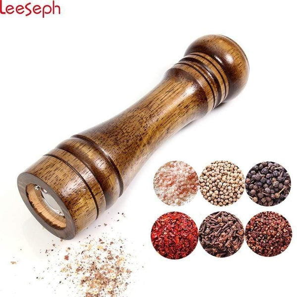 Planet Gates Salt and Pepper Mills, Solid Wood Pepper Mill with Strong Adjustable Ceramic Grinder  5" 8" 10" - Kitchen Tools by Leeseph
