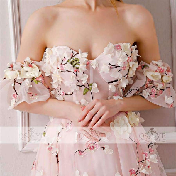 Planet Gates Same as picture / 2 New Arrival 3D Floral Flower Formal Evening Dresses Sweetheart Lace Sweep Train Vintage Prom Dress Party Gown