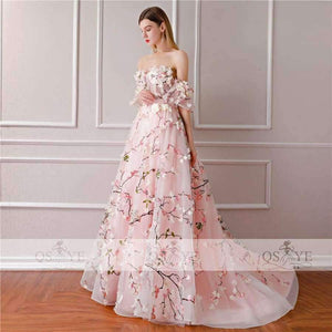 Planet Gates Same as picture / 2 New Arrival 3D Floral Flower Formal Evening Dresses Sweetheart Lace Sweep Train Vintage Prom Dress Party Gown