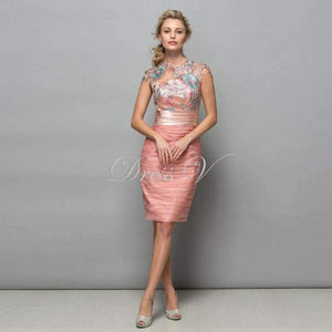 Planet Gates Same as picture / 2 Pearl Pink Chiffon Short Cocktail Dresses 2017 Sequins Lace Knee Length Women Prom Dress Designer Formal Holiday Gown