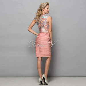 Planet Gates Same as picture / 2 Pearl Pink Chiffon Short Cocktail Dresses 2017 Sequins Lace Knee Length Women Prom Dress Designer Formal Holiday Gown