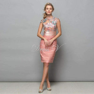 Planet Gates Same as picture / 2 Pearl Pink Chiffon Short Cocktail Dresses 2017 Sequins Lace Knee Length Women Prom Dress Designer Formal Holiday Gown