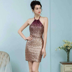 Planet Gates Same as Picture / 2 Sparkly Short Halter Homecoming Dresses 2018 Mini Sequin Cocktail Dresses 2018 Short Cocktail Dress Prom Party Gowns