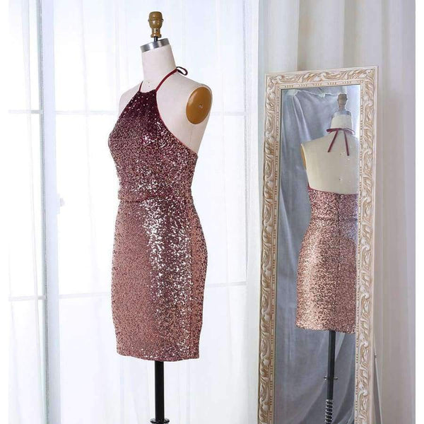 Planet Gates Same as Picture / 2 Sparkly Short Halter Homecoming Dresses 2018 Mini Sequin Cocktail Dresses 2018 Short Cocktail Dress Prom Party Gowns
