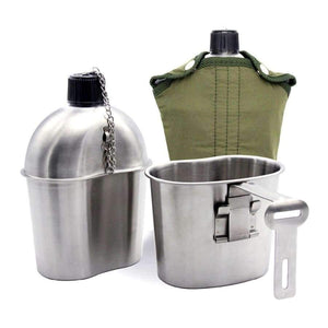 Planet Gates same as picture / China Military Canteen 1L Portable with 0.5 L Cup Green Cover Camping Hiking Army Camping Picnic Travel Accessories