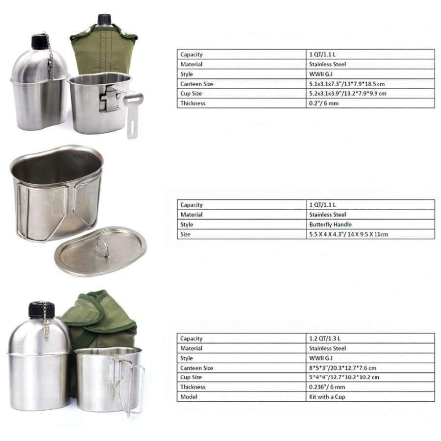 Planet Gates same as picture / China Military Canteen 1L Portable with 0.5 L Cup Green Cover Camping Hiking Army Camping Picnic Travel Accessories
