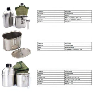 Planet Gates same as picture / China Military Canteen 1L Portable with 0.5 L Cup Green Cover Camping Hiking Army Camping Picnic Travel Accessories