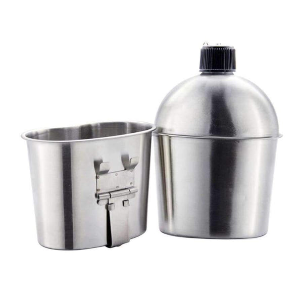 Planet Gates same as picture / China Military Canteen 1L Portable with 0.5 L Cup Green Cover Camping Hiking Army Camping Picnic Travel Accessories