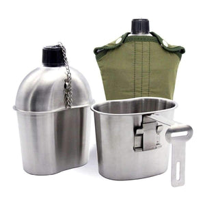 Planet Gates same as picture / China Military Canteen 1L Portable with 0.5 L Cup Green Cover Camping Hiking Army Camping Picnic Travel Accessories