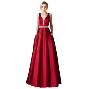 Planet Gates same as the picture / 2 Elegant V-neck Open Back Satin Prom Dress 2018 Evening Dresses  Vestido De Festa Fast Party Formal Dress Long Evening Gown